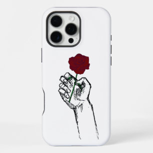 Hand Holding Rose Minimal Art – Elegant Floral Des iPhone 16 Pro Max Case