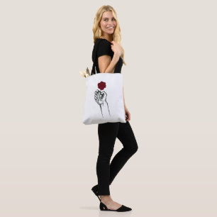 Hand Holding Rose Minimal Art – Elegant Floral Des Tote Bag