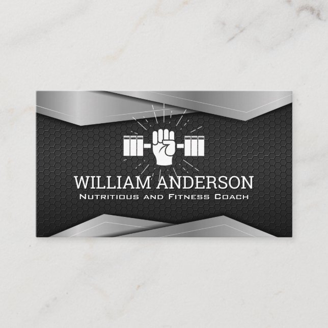 Hand Holding Weight | Fitness and Health Business Card (Front)