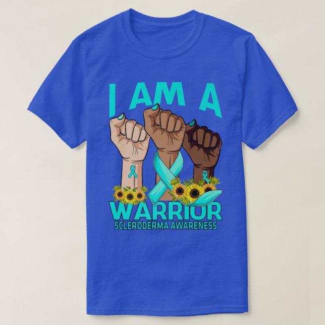Hand I Am A Warrior Scleroderma Awareness Sunflowe T-Shirt (Design Front)