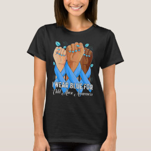 Hand I Wear Blue For Child Abuse Prevention Awaren T-Shirt