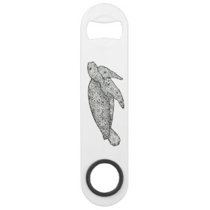 Hand Illustrated Artsy Floral Sea Turtle