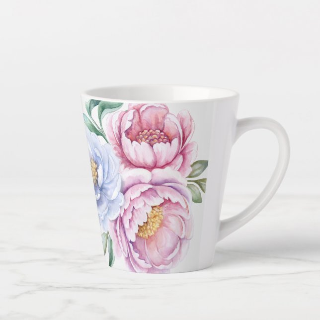 Hand Illustrated Floral  Latte Mug (Right)
