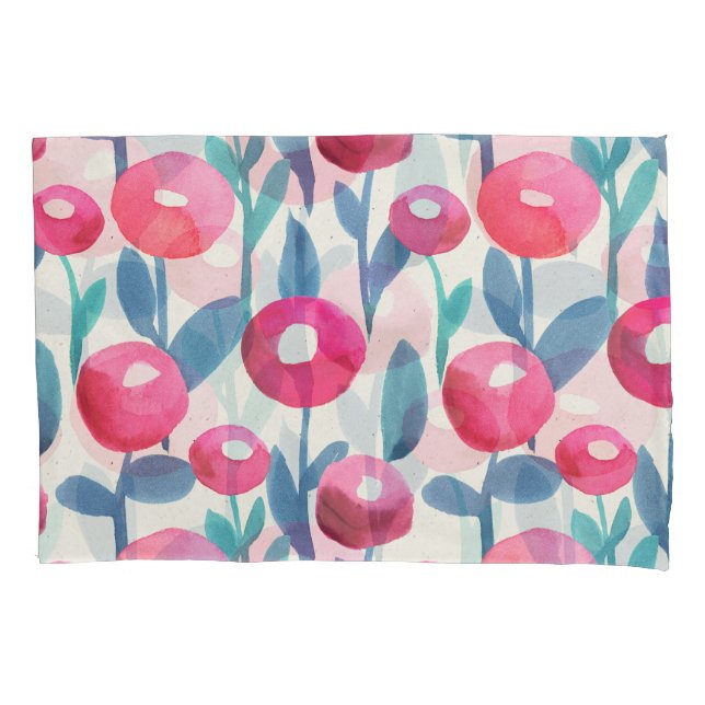 Hand-illustrated florals: watercolor texture. pillowcase (Front)