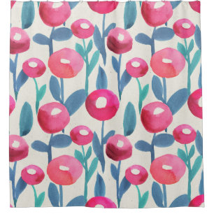 Hand-illustrated florals: watercolor texture. shower curtain