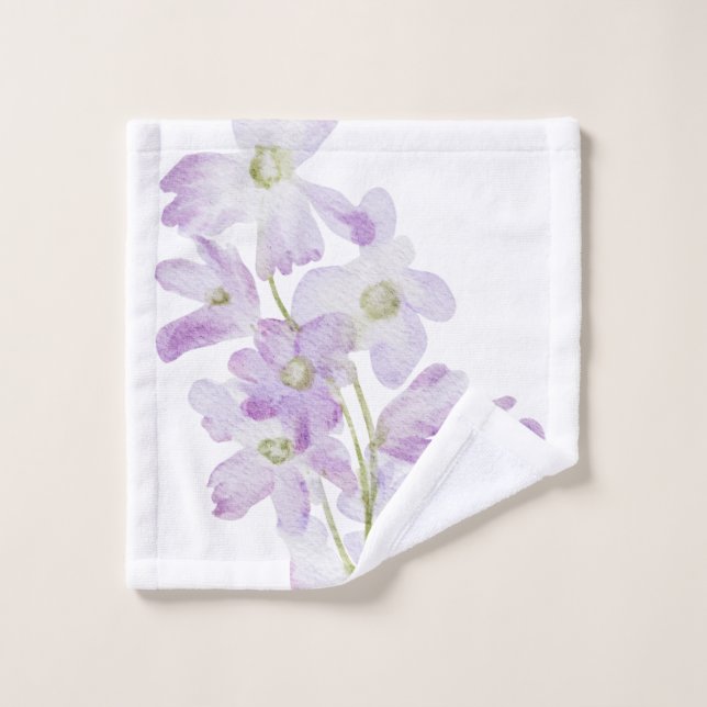 Hand Illustrated lilac Flower Print Wash Clothes Cloth (Wash Cloth)