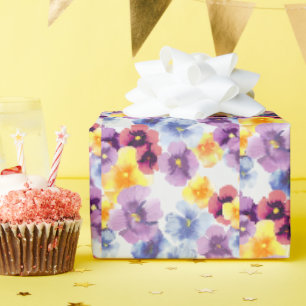 Hand-Illustrated Pansy Wildflowers Colourful Flora Wrapping Paper