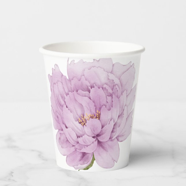 Hand Illustrated Peony Flower Paper Cups (Front)