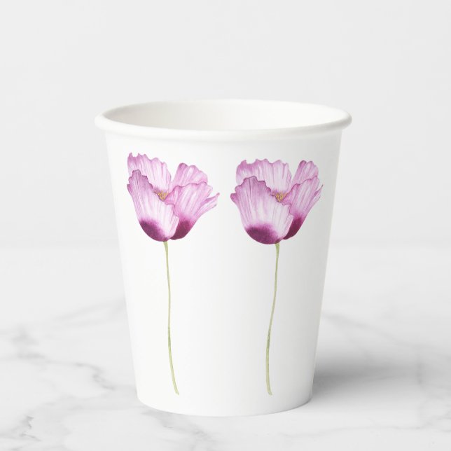 Hand Illustrated Purple Gradient Tulips Paper Cups (Front)