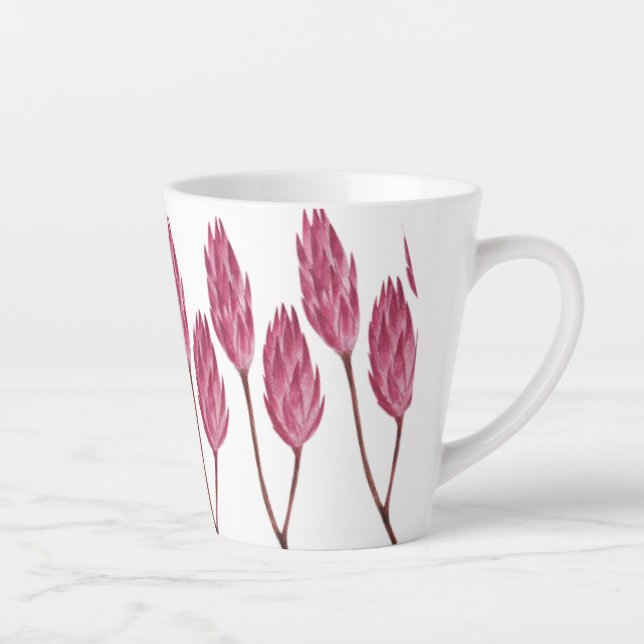 Hand illustrated Red Flower Latte Mug (Right)