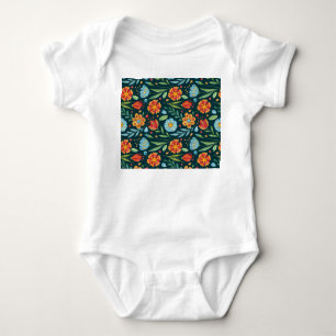 Hand-Illustrated Watercolor Flower Pattern Baby Bodysuit