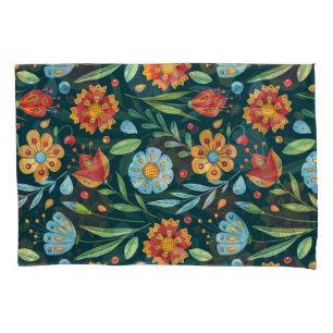 Hand-Illustrated Watercolor Flower Pattern Pillowcase