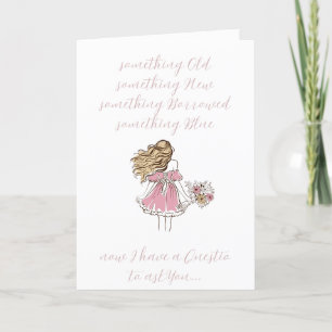 Hand illustrated will you be my flower girl holiday card