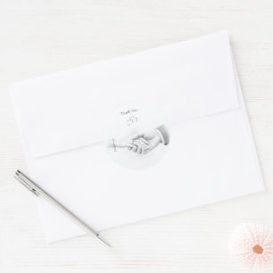 Hand in Hand Romantic Minimalist Thank You Classic Round Sticker