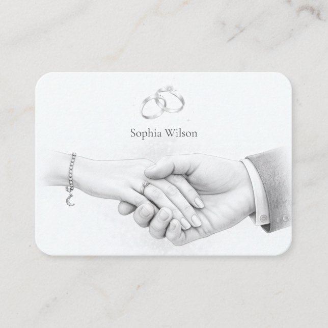 Hand in Hand Romantic Minimalist Wedding Place Card (Front)