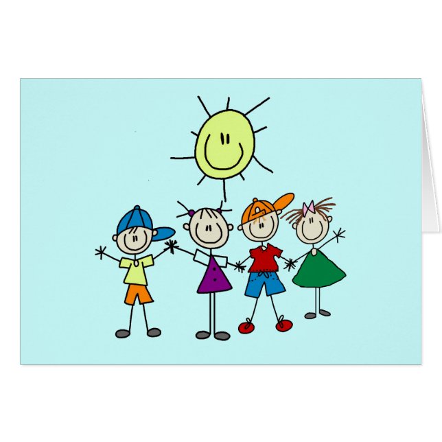 Hand in Hand Stick Figure Kids Tshirts and Gifts (Front Horizontal)