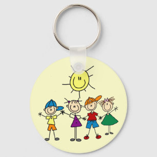 Hand in Hand Stick Figure Kids Tshirts and Gifts Key Ring
