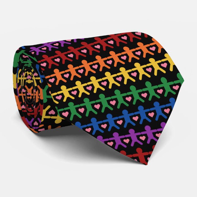 Hand in Hand with Love Pattern Art Tie (Rolled)