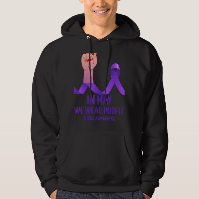 Hand In May We Wear Purple Lupus Awareness Month Hoodie (Front)