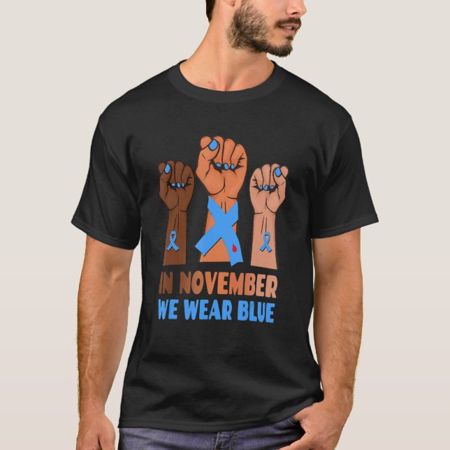 Hand In November We Wear Blue Diabetes Awareness M T-Shirt (Front)
