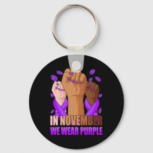 Hand In november we wear purple epilepsy awareness Key Ring