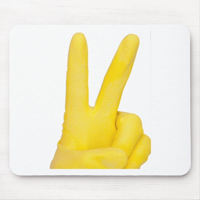 Hand in yellow latex glove mouse pad (Front)