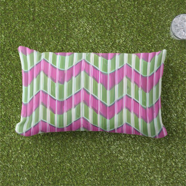 Hand kraft chevron Colourful pattern for summer Lumbar Cushion (Grass)