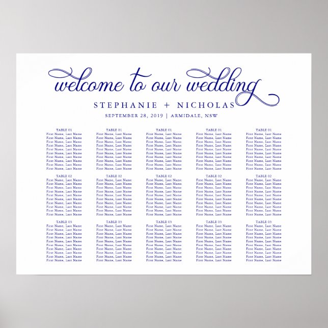 Hand Letter Chic Wedding Seating Chart (Front)