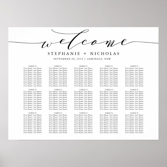 Hand Letter Chic Wedding Seating Chart (Front)