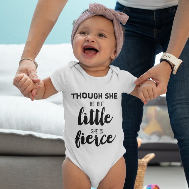 Hand Letter Though She be but little she is Fierce Baby Bodysuit (Creator Uploaded)