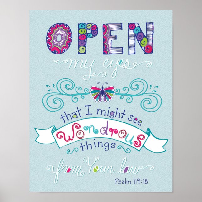 Hand lettered Bible Verse Scripture Art Psalms 119 Poster (Front)