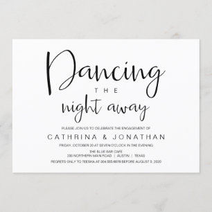 Hand Lettered, Black script, Engagement Party Invitation