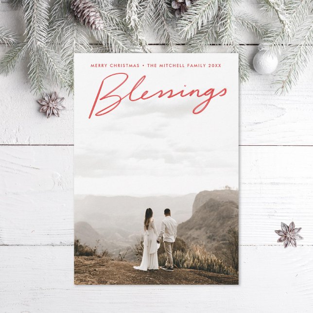 Hand lettered Blessings Holiday Card (Creator Uploaded)