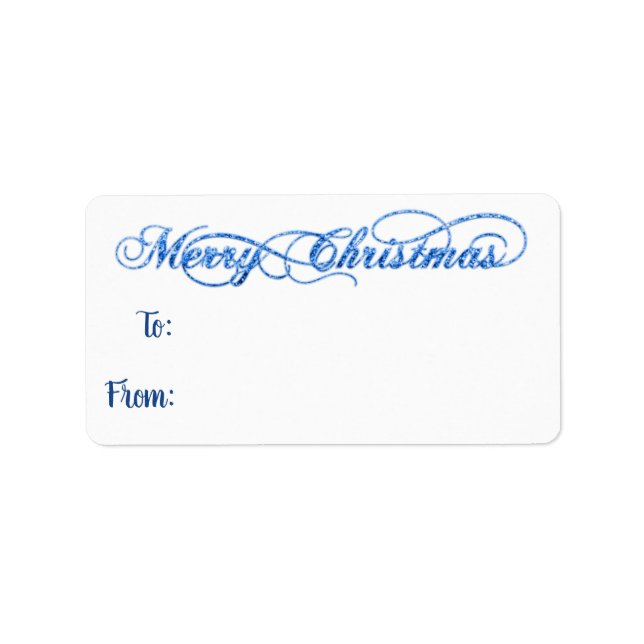 Hand Lettered Blue Navy Merry Christmas Script Label (Front)
