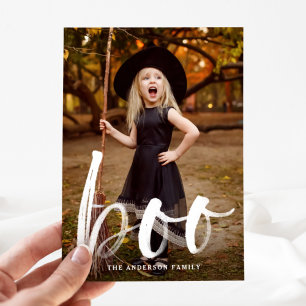 Hand Lettered Boo   Halloween Photo Card
