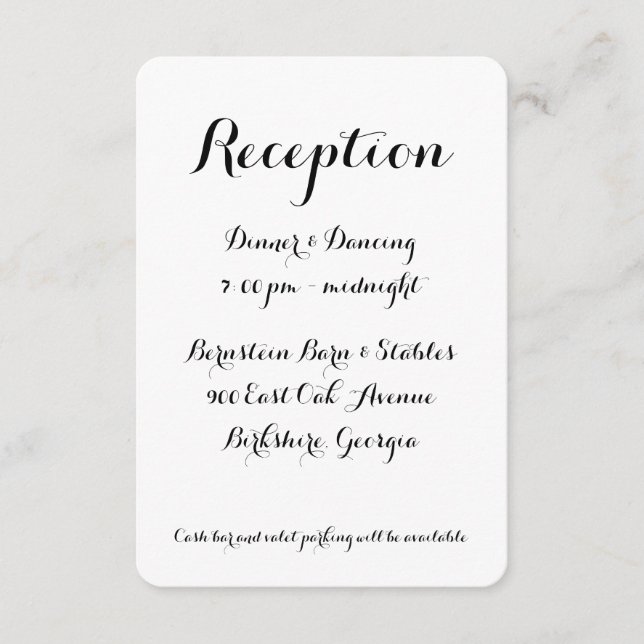 Hand Lettered Calligraphy Wedding Reception Enclosure Card (Front)