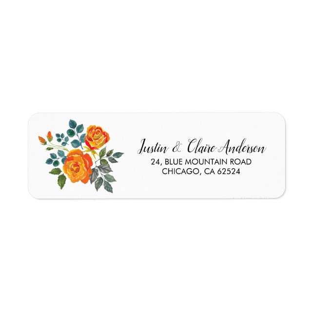 Hand Lettered Chic Floral Wedding Return Address Label (Front)
