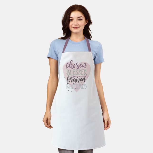 Hand Lettered Chosen Blessed Forgiven Redeemed Apron (Worn)