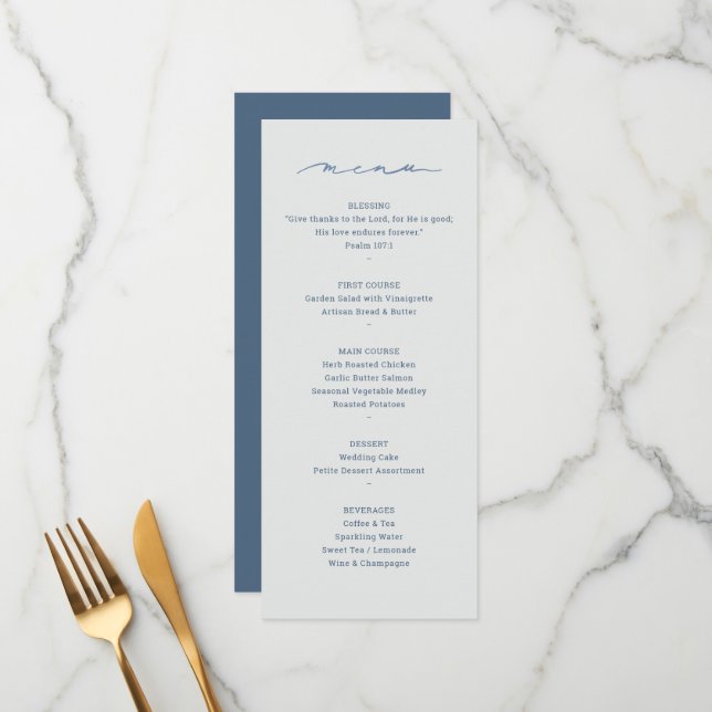 Hand Lettered Christian Wedding Blessing Menu (Front/Back In Situ)
