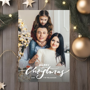 Hand Lettered Christmas 2 Photos Custom Note Holiday Card