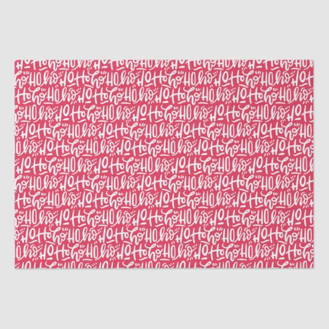 Hand-lettered Christmas Santa Ho Ho Ho Tissue Paper (Front)