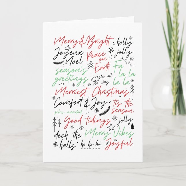 Hand-lettered Christmas Typography Greeting Card (Front)