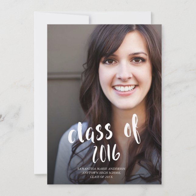Hand Lettered Class Of Photo Graduation Invitation (Front)