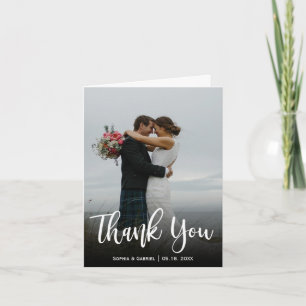 Hand Lettered Elegant Wedding Photo Thank You  Card