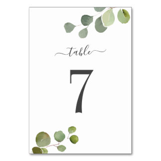 Hand Lettered Eucalyptus Rustic Wedding Table Card
