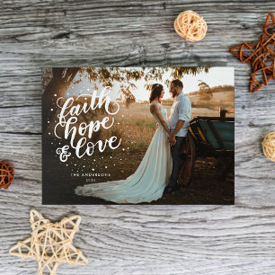 Hand Lettered Faith, Hope, and Love Photo  Holiday Card