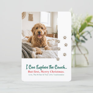 Hand Lettered Funny Pet Photo Dog Christmas Holiday Card
