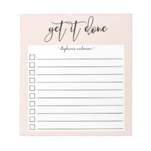 Hand-Lettered Get it Done Personalised Blush Pink Notepad