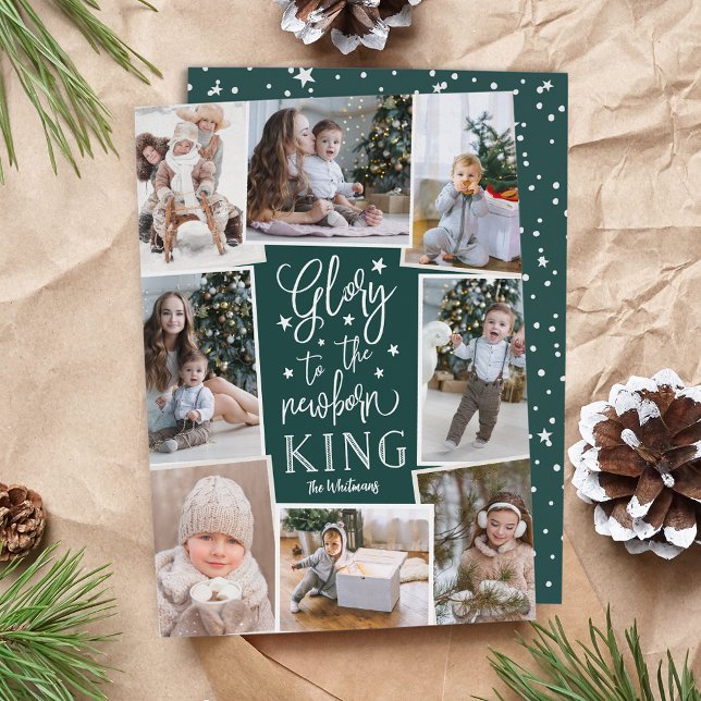 Hand Lettered Glory | Multi Photo Collage Holiday Card (Creator Uploaded)