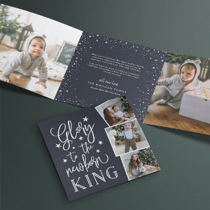 Hand Lettered Glory   Multi Photo Tri-Fold Holiday Card